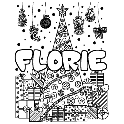 Coloración del nombre FLORIE - decorado árbol de Navidad y regalos