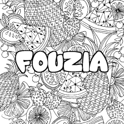 Coloración del nombre FOUZIA - decorado mandala de frutas