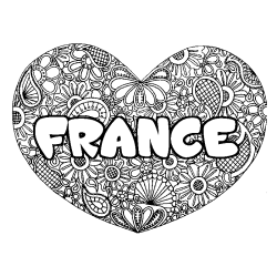 Coloración del nombre FRANCE - decorado mandala de corazón