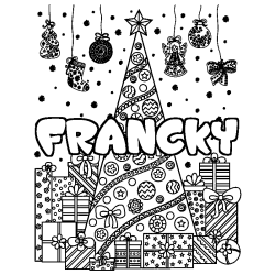 Coloración del nombre FRANCKY - decorado árbol de Navidad y regalos