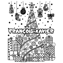 Coloración del nombre FRANÇOIS-XAVIER - decorado árbol de Navidad y regalos