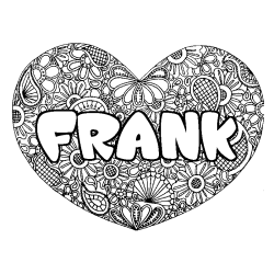 Coloración del nombre FRANK - decorado mandala de corazón