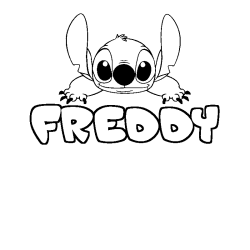 Coloración del nombre FREDDY - decorado Stitch