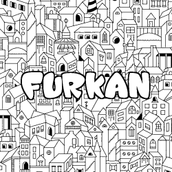 Coloración del nombre FURKAN - decorado ciudad