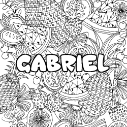 Coloración del nombre GABRIEL - decorado mandala de frutas