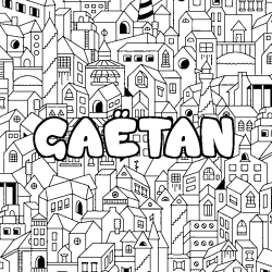 Coloración del nombre GAËTAN - decorado ciudad