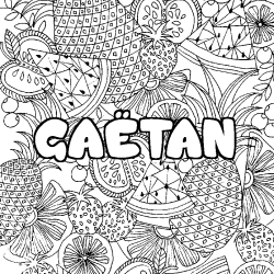 Coloración del nombre GAËTAN - decorado mandala de frutas