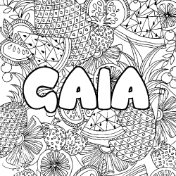 Coloración del nombre GAIA - decorado mandala de frutas