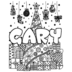 Coloración del nombre GARY - decorado árbol de Navidad y regalos