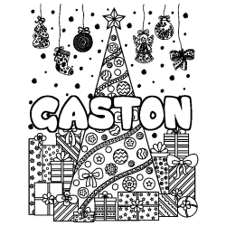 Coloración del nombre GASTON - decorado árbol de Navidad y regalos