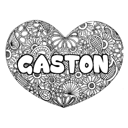 Coloración del nombre GASTON - decorado mandala de corazón