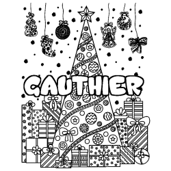 Coloración del nombre GAUTHIER - decorado árbol de Navidad y regalos