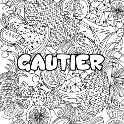 Coloración del nombre GAUTIER - decorado mandala de frutas