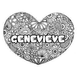 Coloración del nombre GENEVIÈVE - decorado mandala de corazón