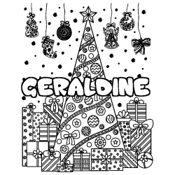 Coloración del nombre GERALDINE - decorado árbol de Navidad y regalos