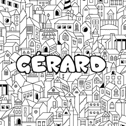 Coloración del nombre GÉRARD - decorado ciudad