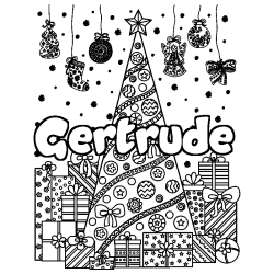 Coloración del nombre Gertrude - decorado árbol de Navidad y regalos