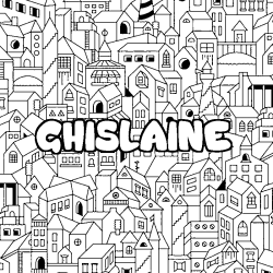 Coloración del nombre GHISLAINE - decorado ciudad