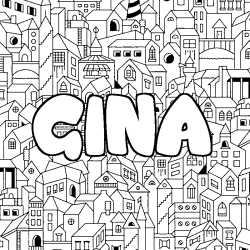 Dibujo para colorear GINA - decorado ciudad