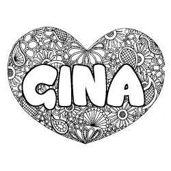 Dibujo para colorear GINA - decorado mandala de coraz&oacute;n