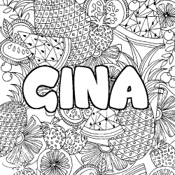 Dibujo para colorear GINA - decorado mandala de frutas