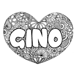 Coloración del nombre GINO - decorado mandala de corazón