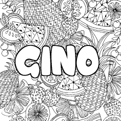 Coloración del nombre GINO - decorado mandala de frutas