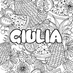 Coloración del nombre GIULIA - decorado mandala de frutas