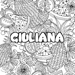 Coloración del nombre GIULIANA - decorado mandala de frutas