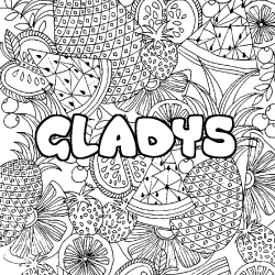 Coloración del nombre GLADYS - decorado mandala de frutas