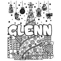 Coloración del nombre GLENN - decorado árbol de Navidad y regalos