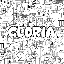 Coloración del nombre GLORIA - decorado ciudad