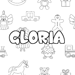 Coloración del nombre GLORIA - decorado juguetes