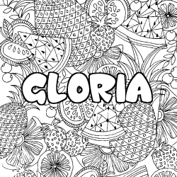 Coloración del nombre GLORIA - decorado mandala de frutas