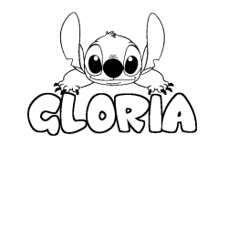 Coloración del nombre GLORIA - decorado Stitch