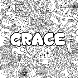 Coloración del nombre GRACE - decorado mandala de frutas