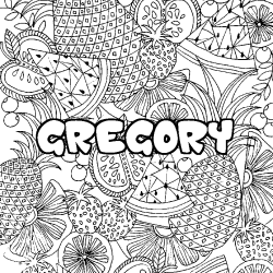 Coloración del nombre GREGORY - decorado mandala de frutas