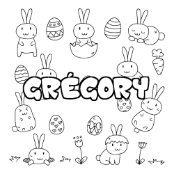 Coloración del nombre GRÉGORY - decorado Pascua