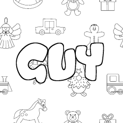 Coloración del nombre GUY - decorado juguetes