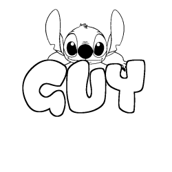 Coloración del nombre GUY - decorado Stitch