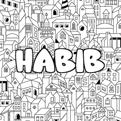 Coloración del nombre HABIB - decorado ciudad