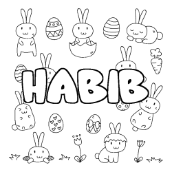 Coloración del nombre HABIB - decorado Pascua