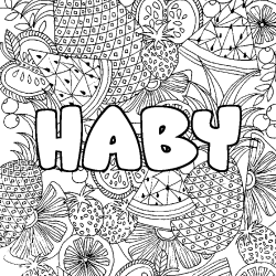 Coloración del nombre HABY - decorado mandala de frutas