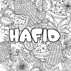 Coloración del nombre HAFID - decorado mandala de frutas