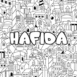 Coloración del nombre HAFIDA - decorado ciudad