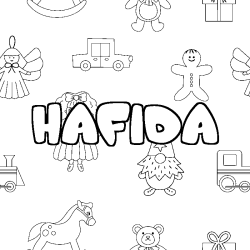 Coloración del nombre HAFIDA - decorado juguetes