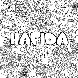 Coloración del nombre HAFIDA - decorado mandala de frutas