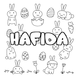 Coloración del nombre HAFIDA - decorado Pascua