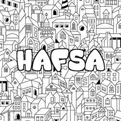 Coloración del nombre HAFSA - decorado ciudad