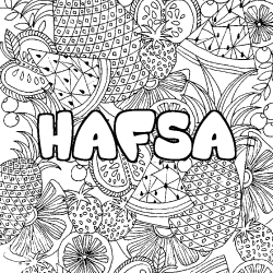 Coloración del nombre HAFSA - decorado mandala de frutas